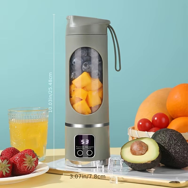 450Ml Portable Juicer with LED Digital Display USB Charging Outdoor Juicing Cup Home Multifunctional 12-Blade Blender 1500Mah