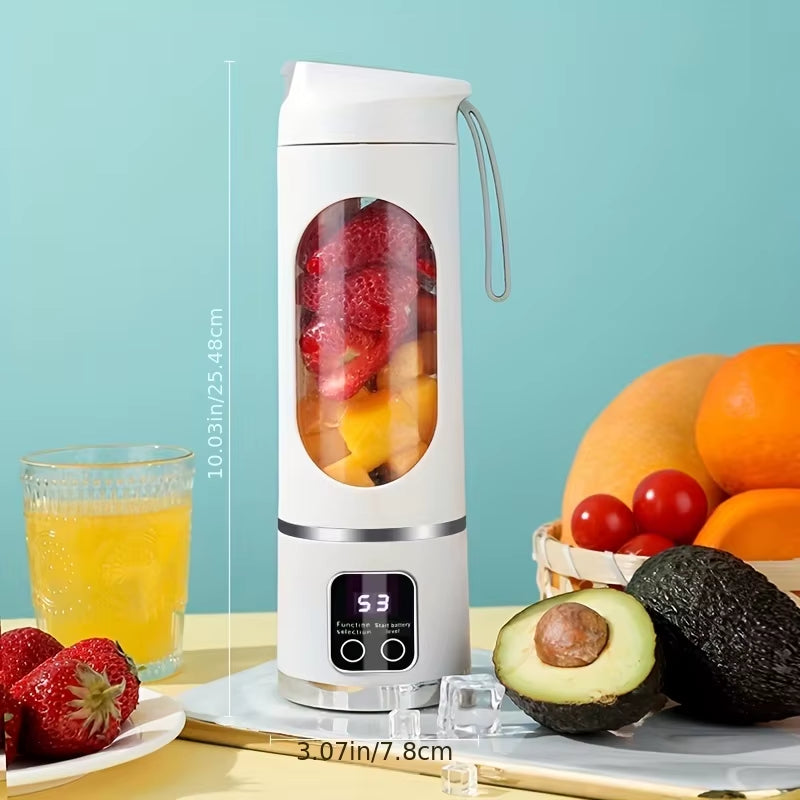 450Ml Portable Juicer with LED Digital Display USB Charging Outdoor Juicing Cup Home Multifunctional 12-Blade Blender 1500Mah