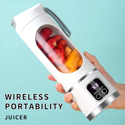 450Ml Portable Juicer with LED Digital Display USB Charging Outdoor Juicing Cup Home Multifunctional 12-Blade Blender 1500Mah